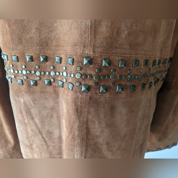 VTG C Concept Studded Suede Leather Jacket SZ 14 - Picture 6 of 12